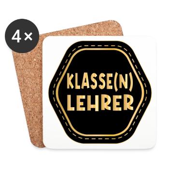 Geschenke für Klassenlehrer - LEHRER - Untersetzer (4er-Set) - Weiß - Vorne