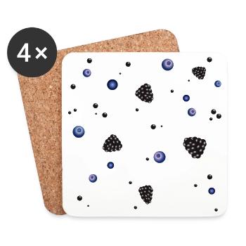 leuchtende Heidelbeeren & Brombeeren als Potpourri - Untersetzer (4er-Set) - Weiß - Vorne