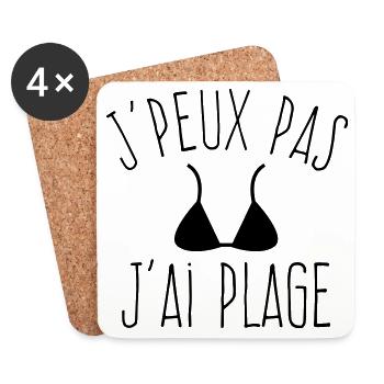 J'peux pas j'ai Plage - Humour Été Femme - Dessous de verre (lot de 4) - blanc - Devant