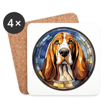 Basset Hound Hunderasse Aquarellglas - Untersetzer (4er-Set) - Weiß - Vorne