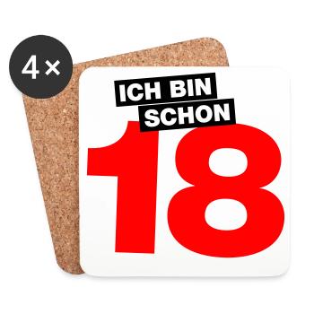 Ich bin schon 18 - Untersetzer (4er-Set) - Weiß - Vorne