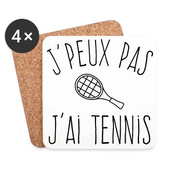Je peux pas j'ai tennis  - Dessous de verre (lot de 4) - blanc - Devant
