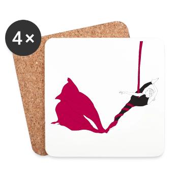 Les acrobaties aériennes de la soie magenta - Dessous de verre (lot de 4) - blanc - Devant