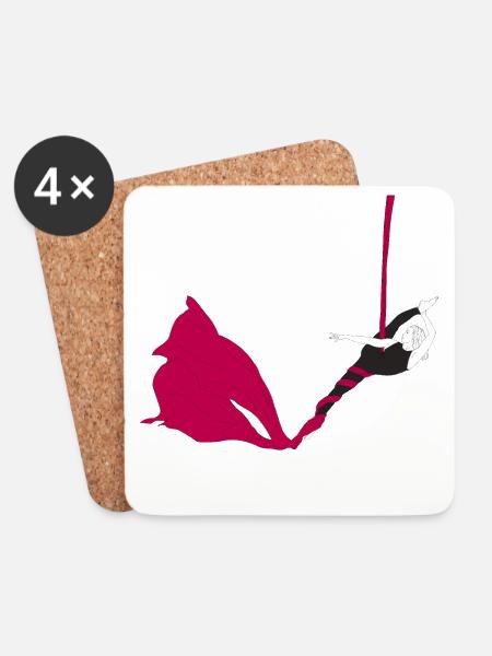 Magenta Silk's Aerial Acrobatics - Coasters (set of 4) - white