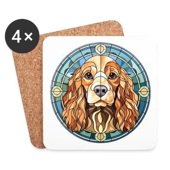 Cocker Spaniel Dog Race Aquarelle Verre - Dessous de verre (lot de 4) - blanc - Devant