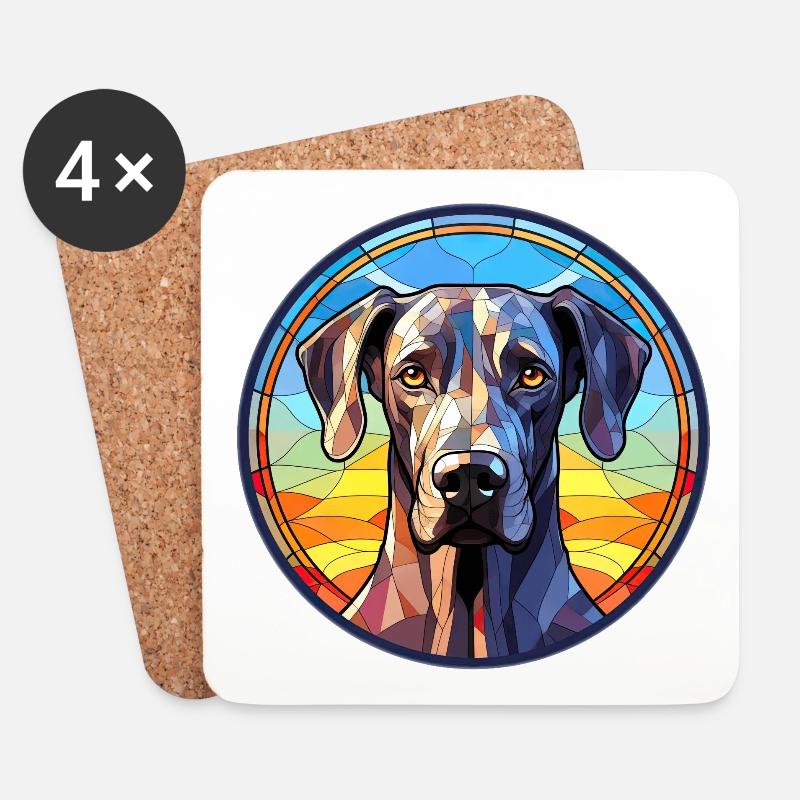 Deutsche Dogge Hunderasse Aquarellglas - Untersetzer (4er-Set) - Weiß