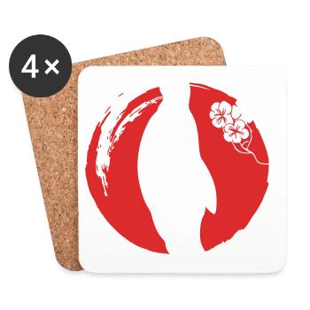 Silhouette de pingouin japonais - Dessous de verre (lot de 4) - blanc - Devant