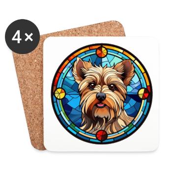 Yorkshire Terrier Dog Breed Watercolor Glass - Coasters (set of 4) - white - Front