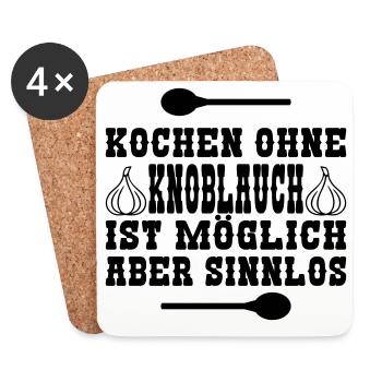 Kochen ohne Knoblauch - Untersetzer (4er-Set) - Weiß - Vorne
