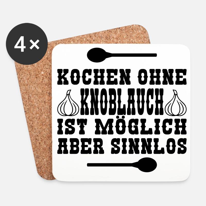 Kochen ohne Knoblauch - Untersetzer (4er-Set) - Weiß