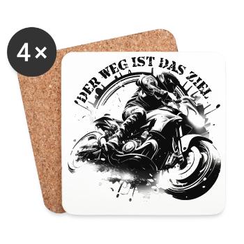 Der Weg ist das Ziel Motorrad Motorradfahrer Biker - Untersetzer (4er-Set) - Weiß - Vorne