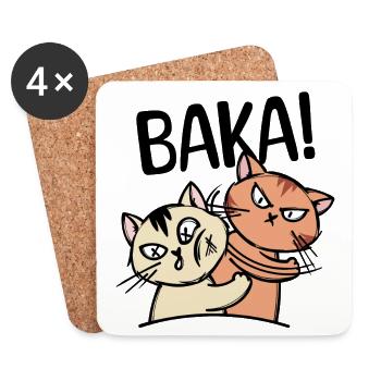 Baka Manga Katze Anime Comic Animation Spruch - Untersetzer (4er-Set) - Weiß - Vorne