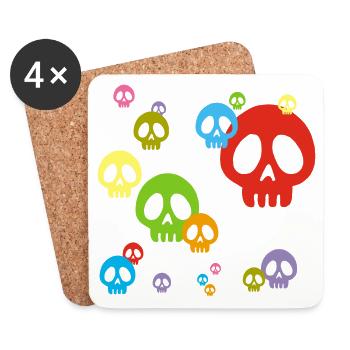 Crâne manga multicolore - Dessous de verre (lot de 4) - blanc - Devant