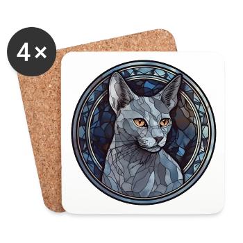Korat Cat Breed Watercolor Glass - Coasters (set of 4) - white - Front