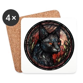 Lykoi Cat Breed Aquarelle Verre - Dessous de verre (lot de 4) - blanc - Devant