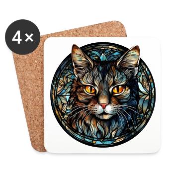 Minskin Katzenrasse Aquarellglas - Untersetzer (4er-Set) - Weiß - Vorne
