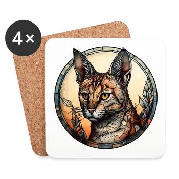Savannah Cat Breed Watercolor Glass - Coasters (set of 4) - white - Front