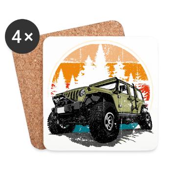 Jeep Sunrise Trail Abenteuer - Untersetzer (4er-Set) - Weiß - Vorne