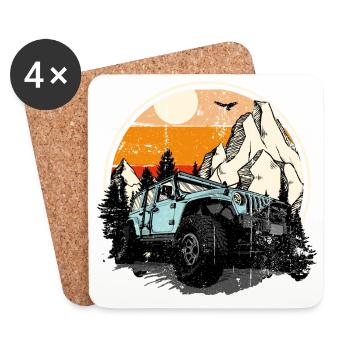 Sunset Trails Jeep à Pines - Dessous de verre (lot de 4) - blanc - Devant