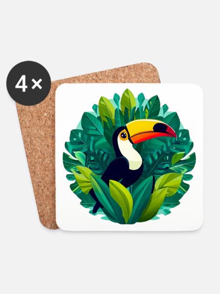 Toucan - Coasters (set of 4) - white