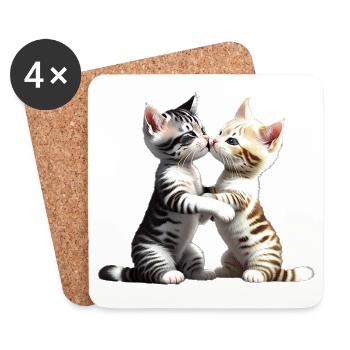 Kissing cats - Coasters (set of 4) - white - Front