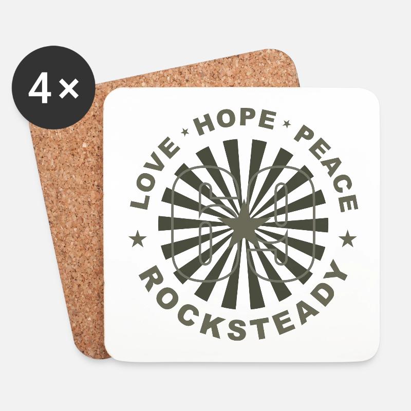 Love Hope Peace & Rocksteady 69 - Untersetzer (4er-Set) - Weiß