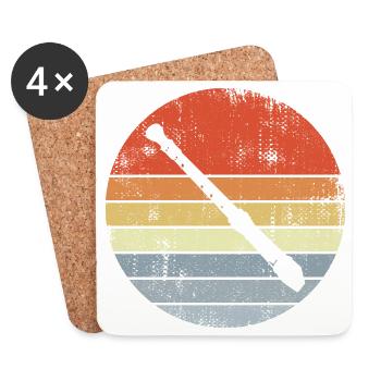 Vintage Flute Drawing - Coasters (set of 4) - white - Front