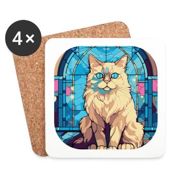 Peinture à l’aquarelle colorée Ragdoll Cat Race - Dessous de verre (lot de 4) - blanc - Devant