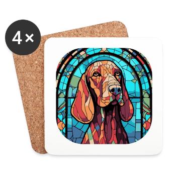 Coloré Bloodhound Dog Race Aquarelle Verre Pai - Dessous de verre (lot de 4) - blanc - Devant