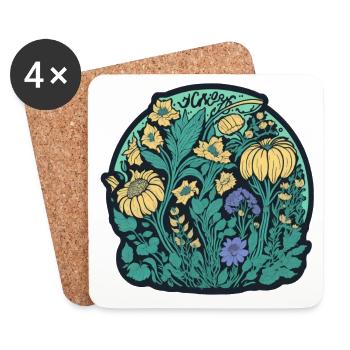 Flowers Artdeco - Coasters (set of 4) - white - Front