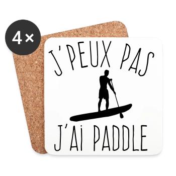 J'peux pas j'ai paddle - Sports nautiques - Dessous de verre (lot de 4) - blanc - Devant