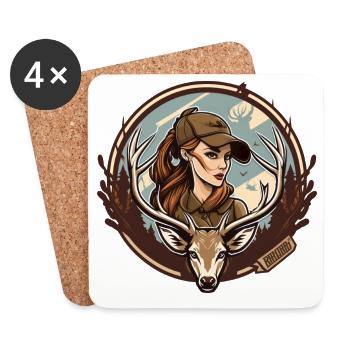 Chasseresse de cerfs - Dessous de verre (lot de 4) - blanc - Devant