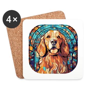 Colorful Golden Retriever Dog Breed Watercolor - Coasters (set of 4) - white - Front