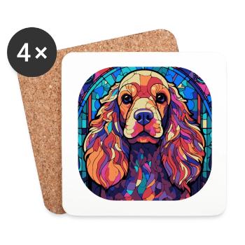 Cocker Spaniel Dog Breed Aquarelle Verre coloré - Dessous de verre (lot de 4) - blanc - Devant