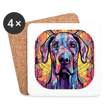 Colorful Great Dane Dog Breed Watercolor Glass Pai - Coasters (set of 4) - white - Front