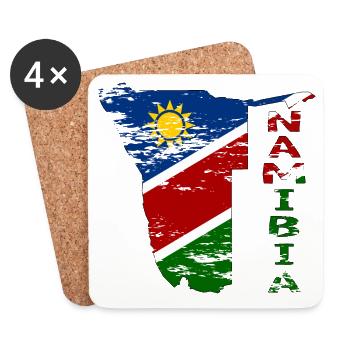 Namibie Carte Drapeau utilisé - Dessous de verre (lot de 4) - blanc - Devant