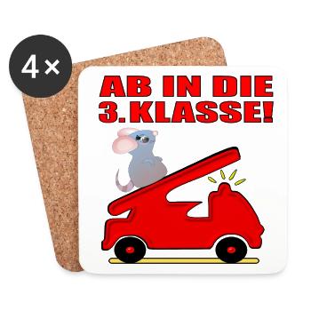 Drittklässler Feuerwehr - Grundschule 3. Klasse - Untersetzer (4er-Set) - Weiß - Vorne