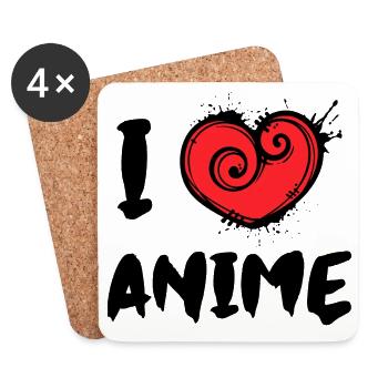 Ich Liebe Anime Statement Herz Manga Animation - Untersetzer (4er-Set) - Weiß - Vorne