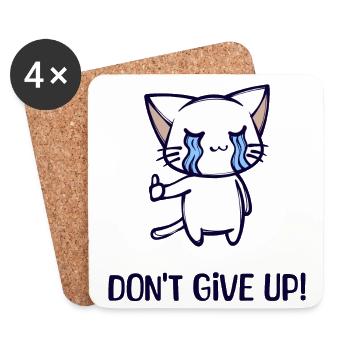Manga Comic Anime Cat Statement Cartoon - Coasters (set of 4) - white - Front