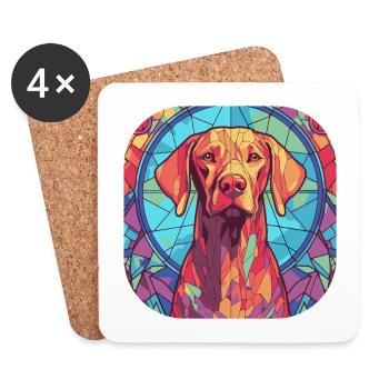 Colorful Vizsla Dog Breed Watercolor Glass Paintin - Coasters (set of 4) - white - Front