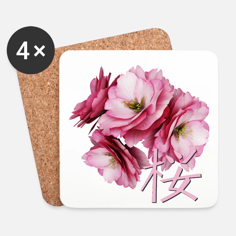 Cherry Blossom - Untersetzer (4er-Set) - Weiß