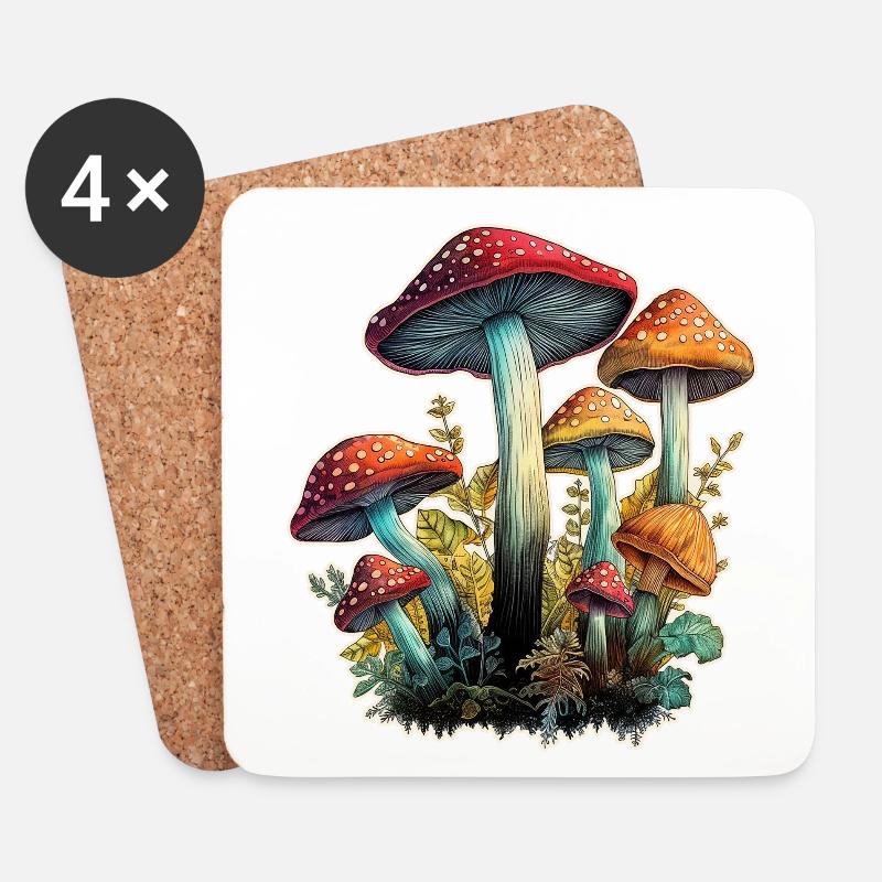 Pilze Fliegenpilze - Untersetzer (4er-Set) - Weiß