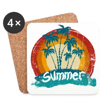 Sunset Palm Summer Vibes - Coasters (set of 4) - white - Front