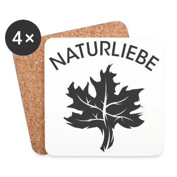 Naturliebe Blatt Naturschutz Symbol Logo Icon - Untersetzer (4er-Set) - Weiß - Vorne