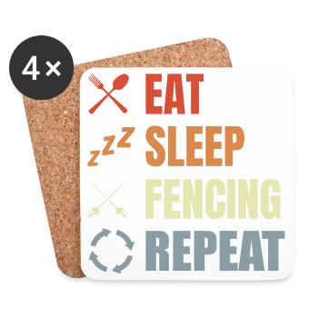 Manger Sommeil Escrime Répéter - Dessous de verre (lot de 4) - blanc - Devant