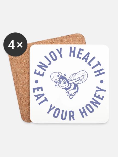 Enjoy health - eat your honey - Coasters (set of 4) - white
