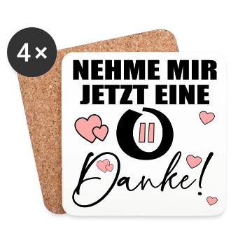 PAUSE - DANKE SPRÜCHE - Untersetzer (4er-Set) - Weiß - Vorne