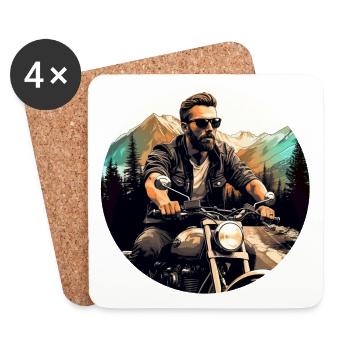 Man on his machine in the mountains - Retro - Coasters (set of 4) - white - Front