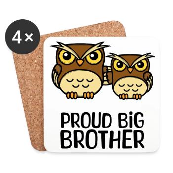 Hibou fier Big Brother Déclaration Brother Heart - Dessous de verre (lot de 4) - blanc - Devant