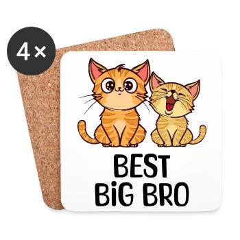 Cat Big Brother Statement Bro Sibling Love - Coasters (set of 4) - white - Front